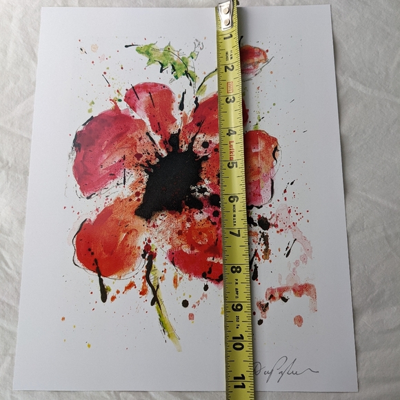 Dominic Pangborn NWOT Abstract Poppy flower signed archival red - Picture 10 of 10